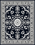 Elegant Black White Floral Relief Rug