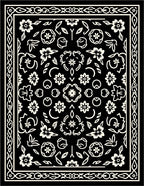 Elegant Black Floral Symmetry Rug