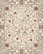 Vine and Rose Scrollwork Pattern Rug