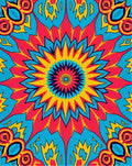 Vibrant Kaleidoscope Floral Sunburst Rug