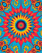 Vibrant Kaleidoscope Floral Sunburst Rug