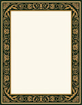 Elegant Gold and Green Floral Border Rug