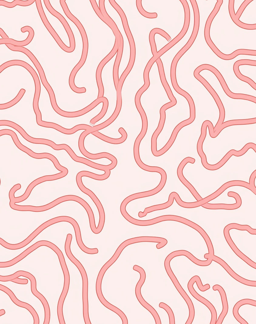 Pink Curving Abstract Pattern Rug