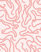 Pink Curving Abstract Pattern Rug