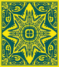 Art Nouveau Yellow Teal Floral Rug