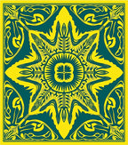 Art Nouveau Yellow Teal Floral Rug