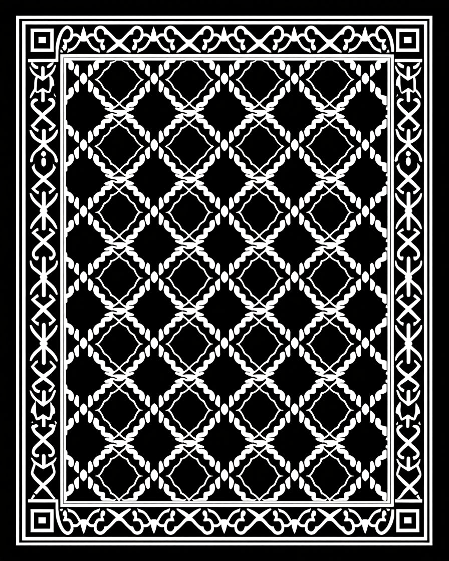 Classic Black White Diamond Pattern Rug