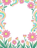 Whimsical Floral Rainbow Border Design Rug