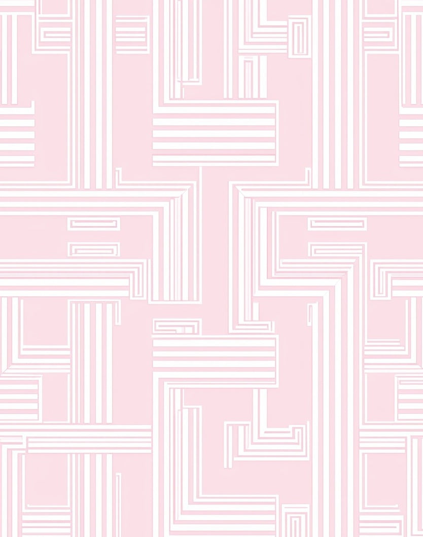 Soft Pink Geometric Maze Design Rug