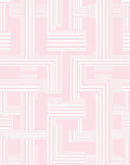 Soft Pink Geometric Maze Design Rug