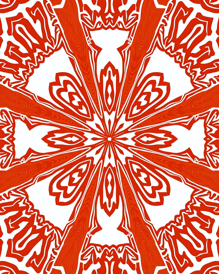 Vibrant Orange Radial Abstract Pattern Rug