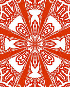 Vibrant Orange Radial Abstract Pattern Rug