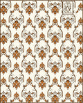 Ornate Brown Floral Damask Pattern Rug