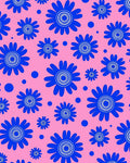 Bright Blue Daisy Blobs Rug