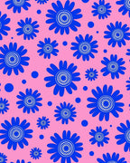 Bright Blue Daisy Blobs Rug