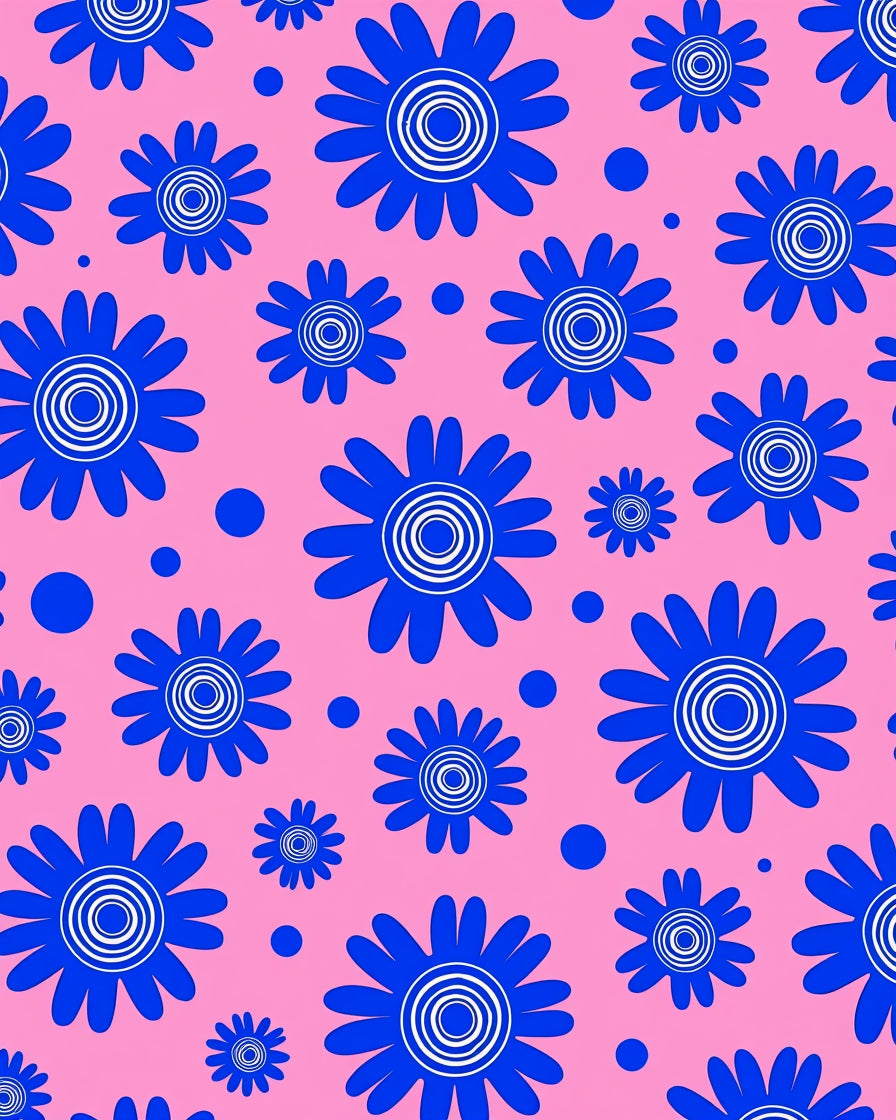 Bright Blue Daisy Blobs Rug