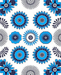 Vibrant Cornflower Blue Floral Medallion Rug