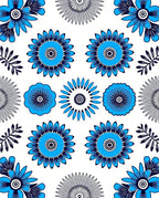 Vibrant Cornflower Blue Floral Medallion Rug