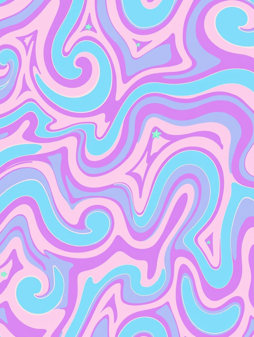 Pastel Swirls Stars Rug