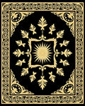 Elegant Gold Floral Inlay Pattern Rug