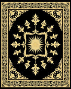 Elegant Gold Floral Inlay Pattern Rug