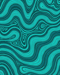 Teal Swirl Patterned Abstract Rug