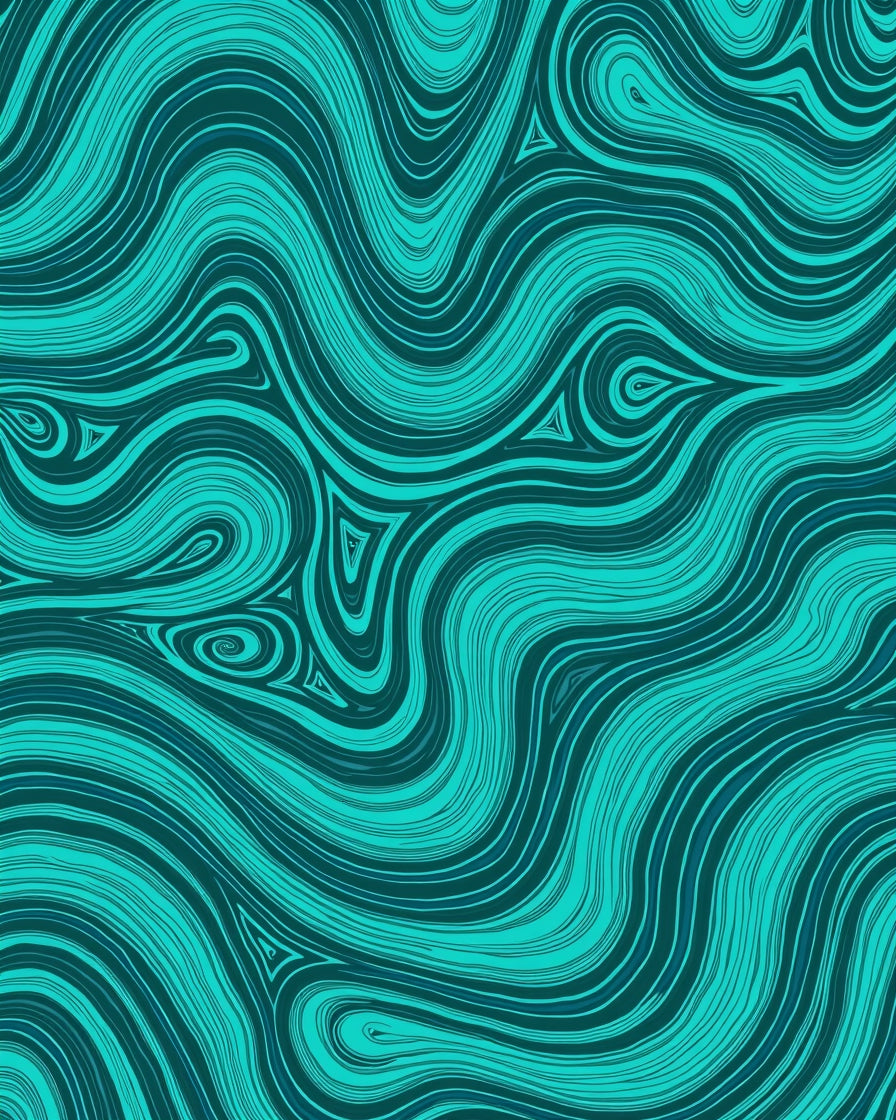 Teal Swirl Patterned Abstract Rug