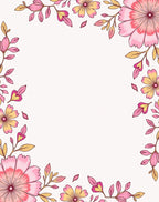 Pink Gold Floral Border Design Rug