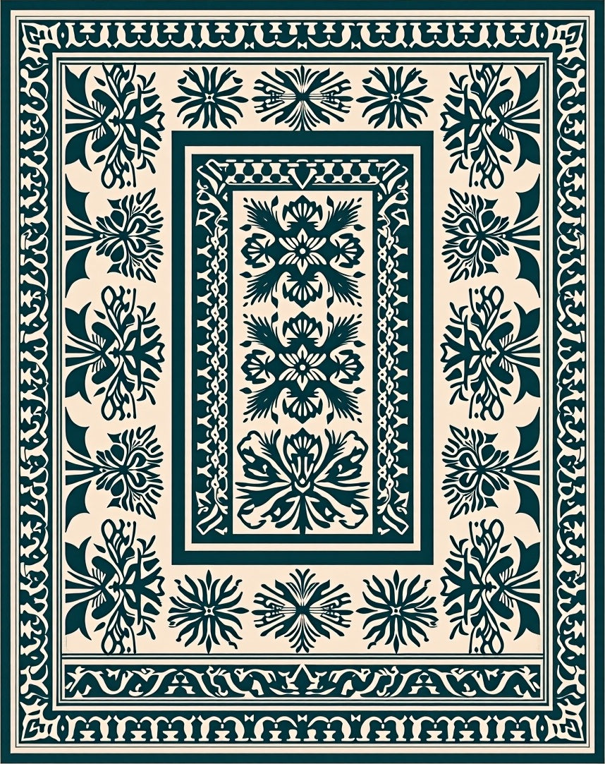 Ornate Floral Medallion Patterned Rug