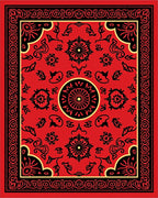 Traditional Red Black Floral Medallion Rug