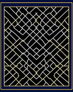 Black Geometric Lattice Line Art Rug