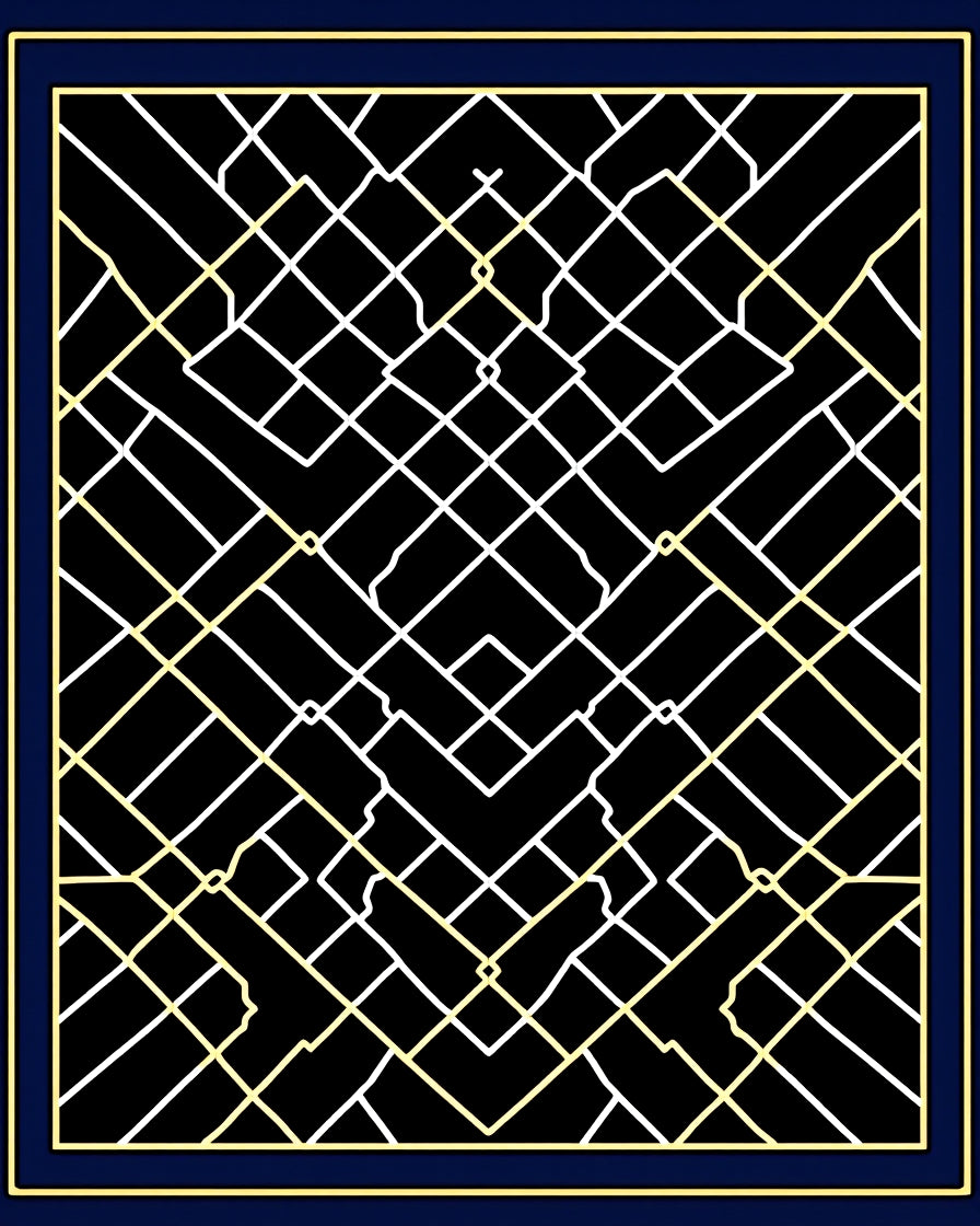 Black Geometric Lattice Line Art Rug