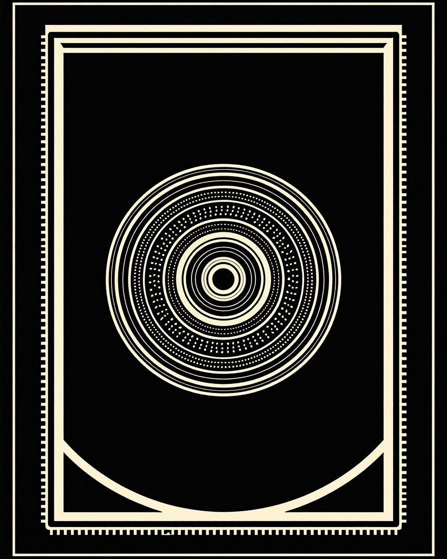 Bold Concentric Circles Frame Design Rug
