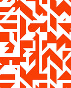 Bold Geometric Orange and White Abstract Rug