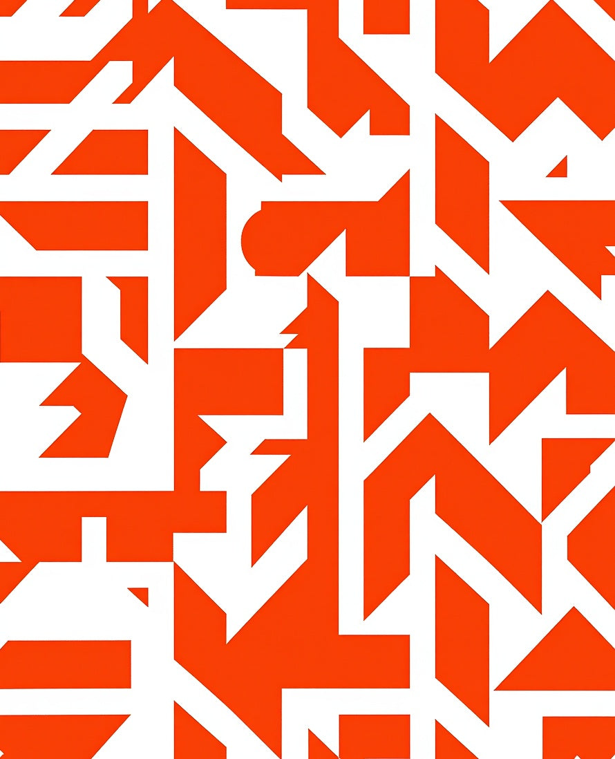 Bold Geometric Orange and White Abstract Rug