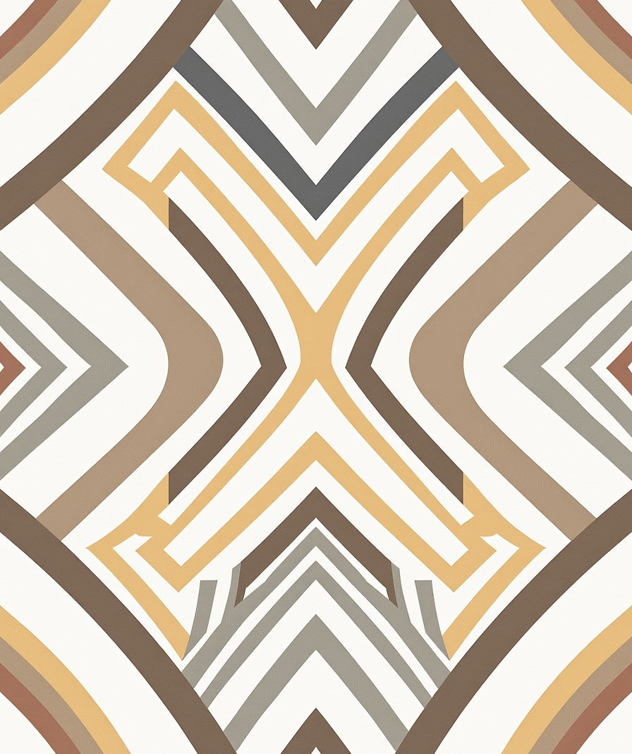 Geometric Earth Tones Maze Design Rug