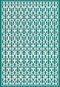 Classic Teal and White Repeating Pattern Rug