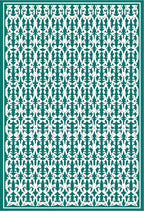 Classic Teal and White Repeating Pattern Rug