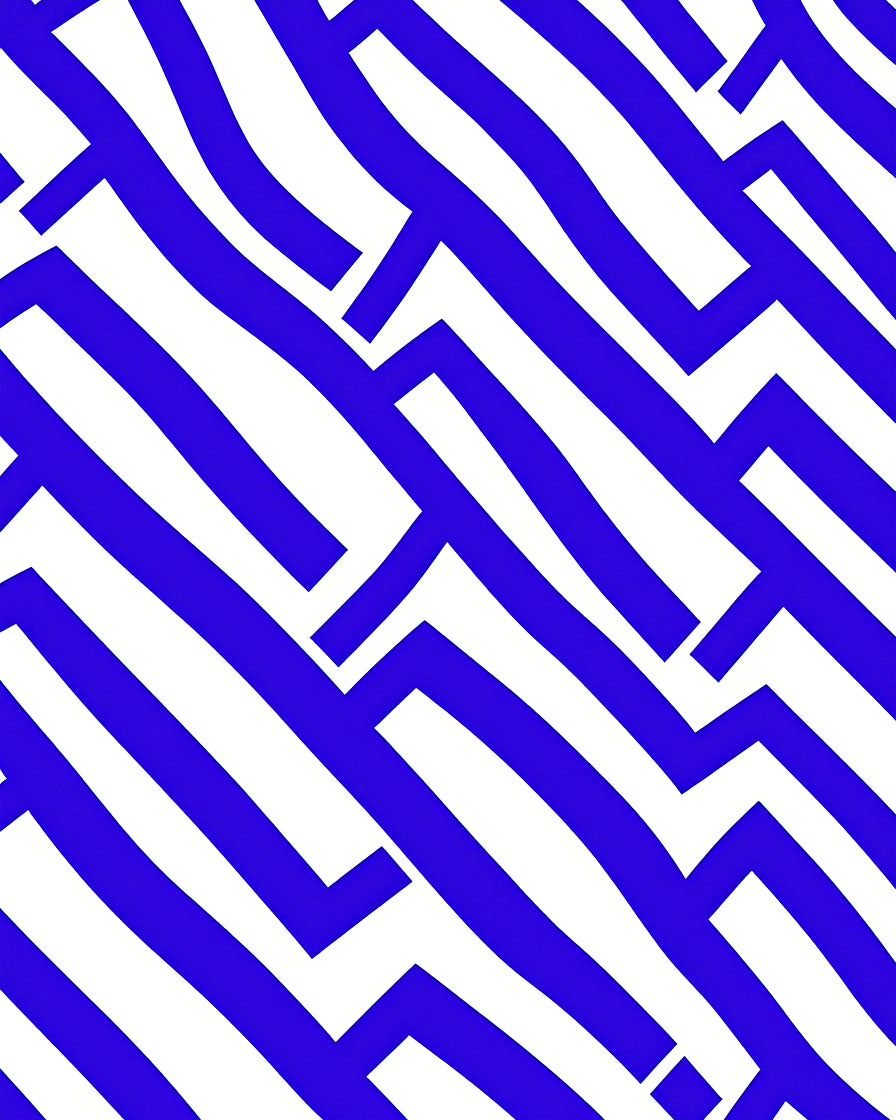 Bold Blue Intersecting Lines Abstract Pattern Rug