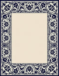 Ornate Floral Scrollwork Border Design Rug