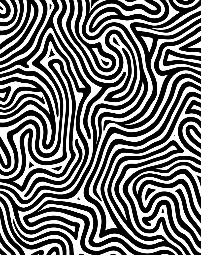 Abstract Black White Swirl Pattern Rug