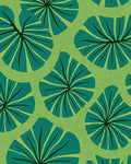 Organic Leaf Pattern Teal Green Rug