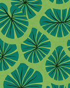 Organic Leaf Pattern Teal Green Rug
