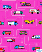 Pink Vehicle Traffic Jam Rug