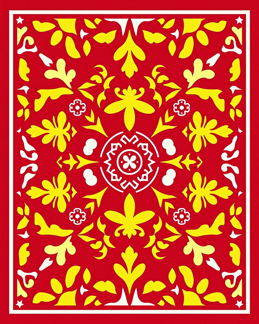 Vibrant Folk Floral Medallion Patterns Rug
