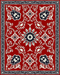 Classic Red Floral Medallion Design Rug