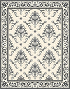 Classic Floral Damask Pattern Overlay Rug