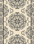 Classic Floral Mandala Black and Tan Design Rug