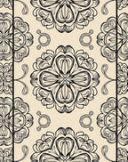 Classic Floral Mandala Black and Tan Design Rug