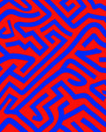 Bold Blue Red Maze Pattern Rug